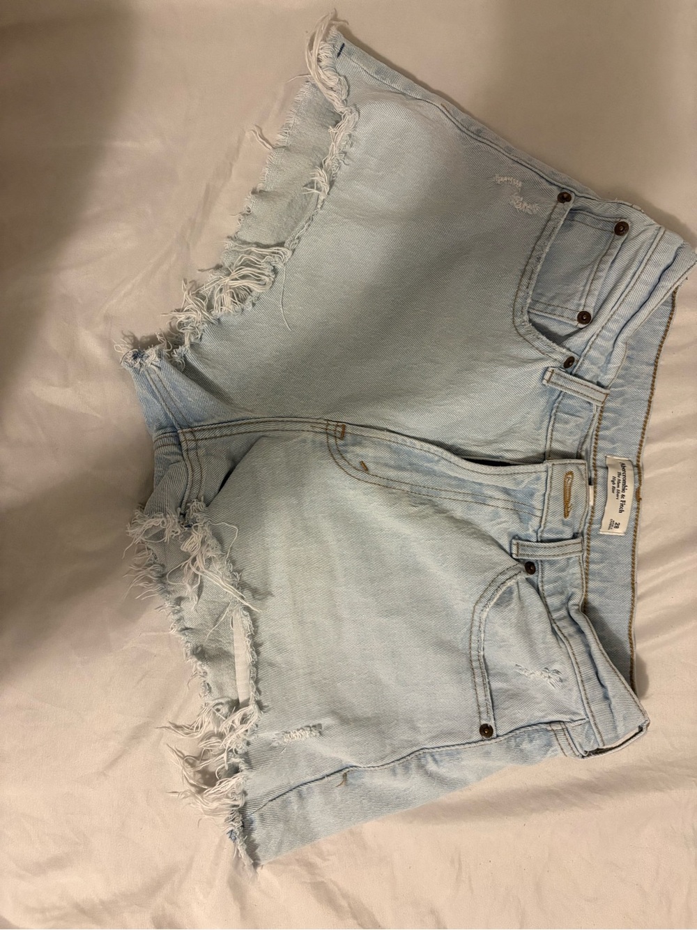 Abercrombie & Fitch Light Wash Distressed Women's Denim Shorts
